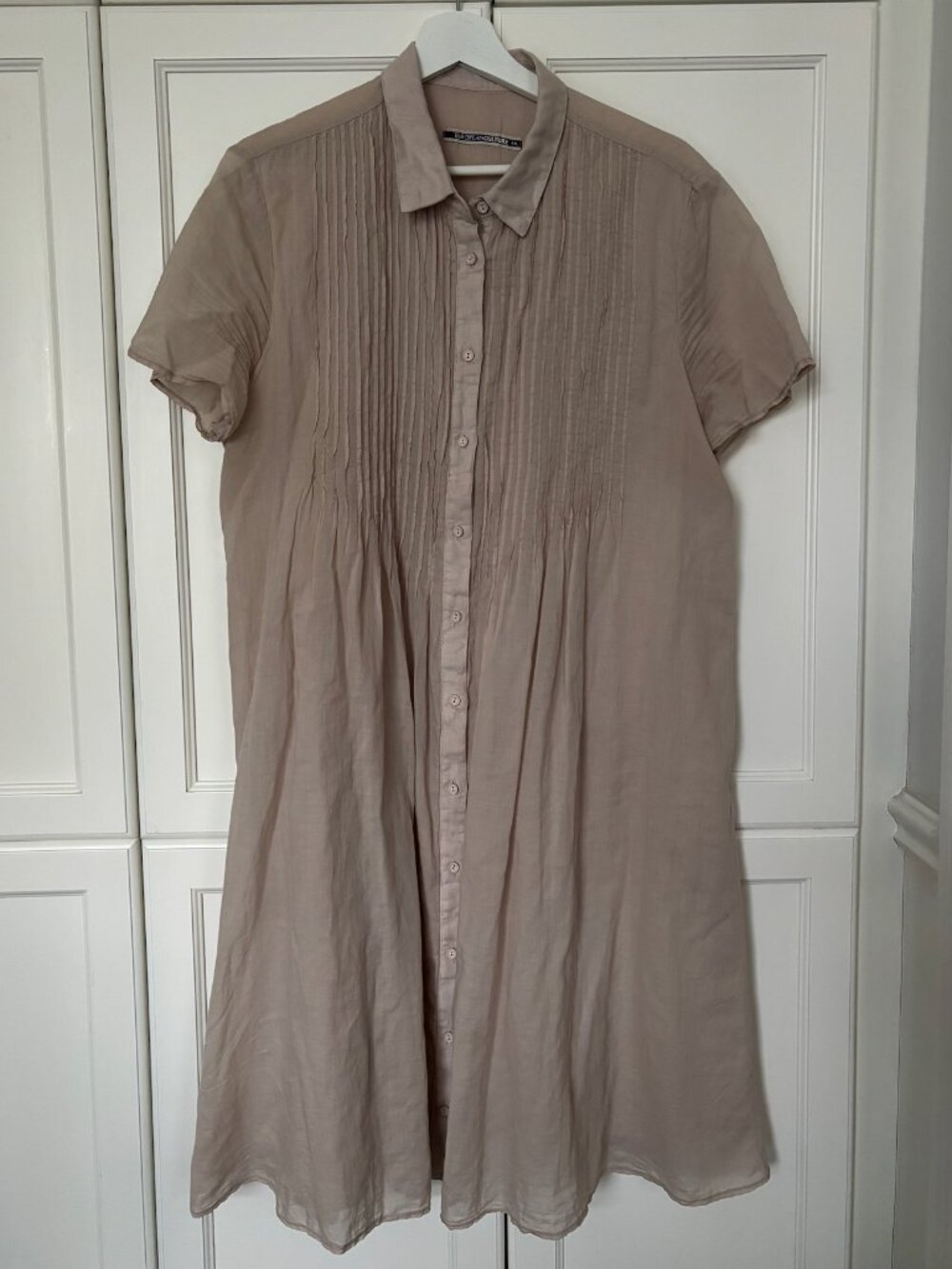 EUROPEAN CULTURE - Taupe buttondown mini dress